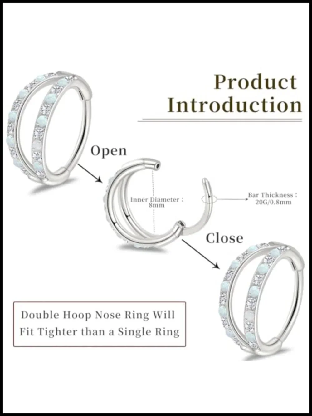 Implant-Grade Titanium Double Hoop Nose Clicker Ring Piercing Jewelry